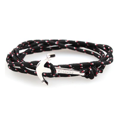 Bracelet noir ancre marine ZB0318