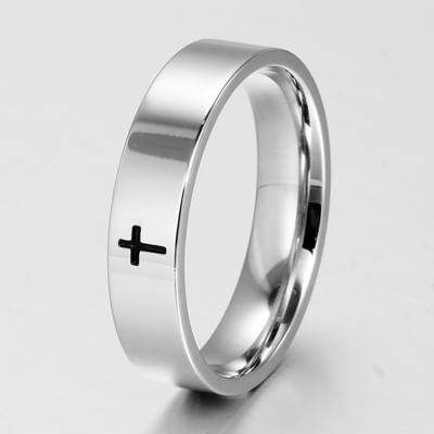 Bague croix latine pour homme en acier argenté ZR0167