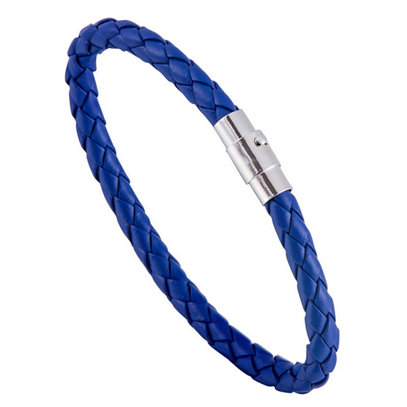 Bracelet bleu en cuir tressé pour homme ZB0257